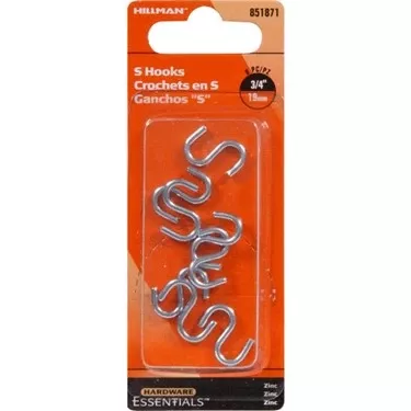 .092 X 3/4-inch Zinc-plated S-hook By Hillman - Model 851871