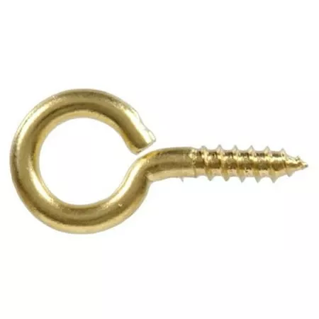 .106 X 1-3/16 Solid Brass Large Eye Screw Eye 5-pack Hillman Ceiling Hook