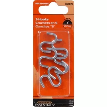 .121" X 1" Zinc-plated S-hook Hillman Model 851872 - Durable And Versatile