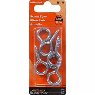 .162 X 1-5/8 Zinc-plated Large Eye Screw Eye Hillman Hooks And Eyes 851769