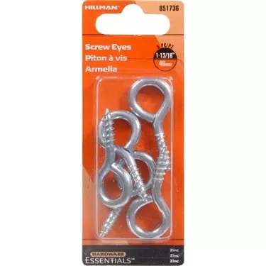 .192 X 1-13/16" Zinc-plated Medium Eye Screw Eye Hillman Hook And Eye 851736