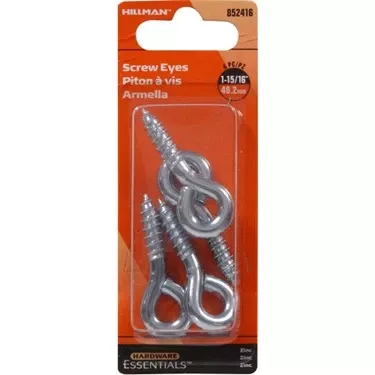 .225 X 1-15/16" Zinc-plated Small Eye Screw Eye 4-pack Hillman Hook And Eye 852416