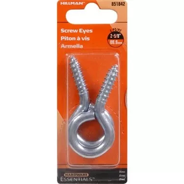 .263" X 2-5/8" Zinc-plated Large Screw Eye Hook - Model 851842