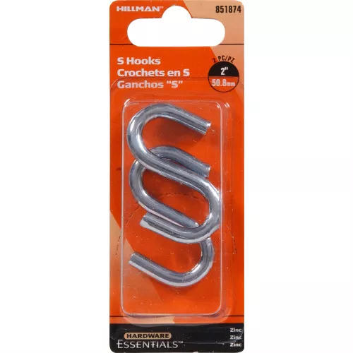 .263" X 2" Zinc-plated S-hook By Hillman - Model 851874