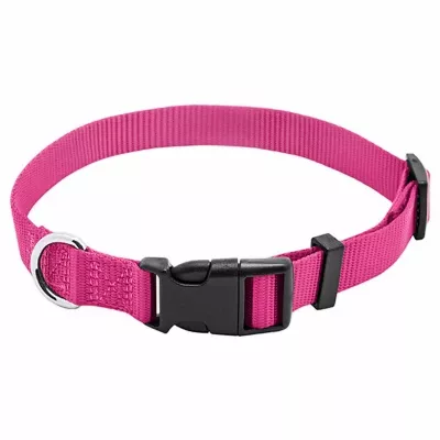 Adjustable Nylon Dog Collar, Pink, 3/8 X 8-12 In.