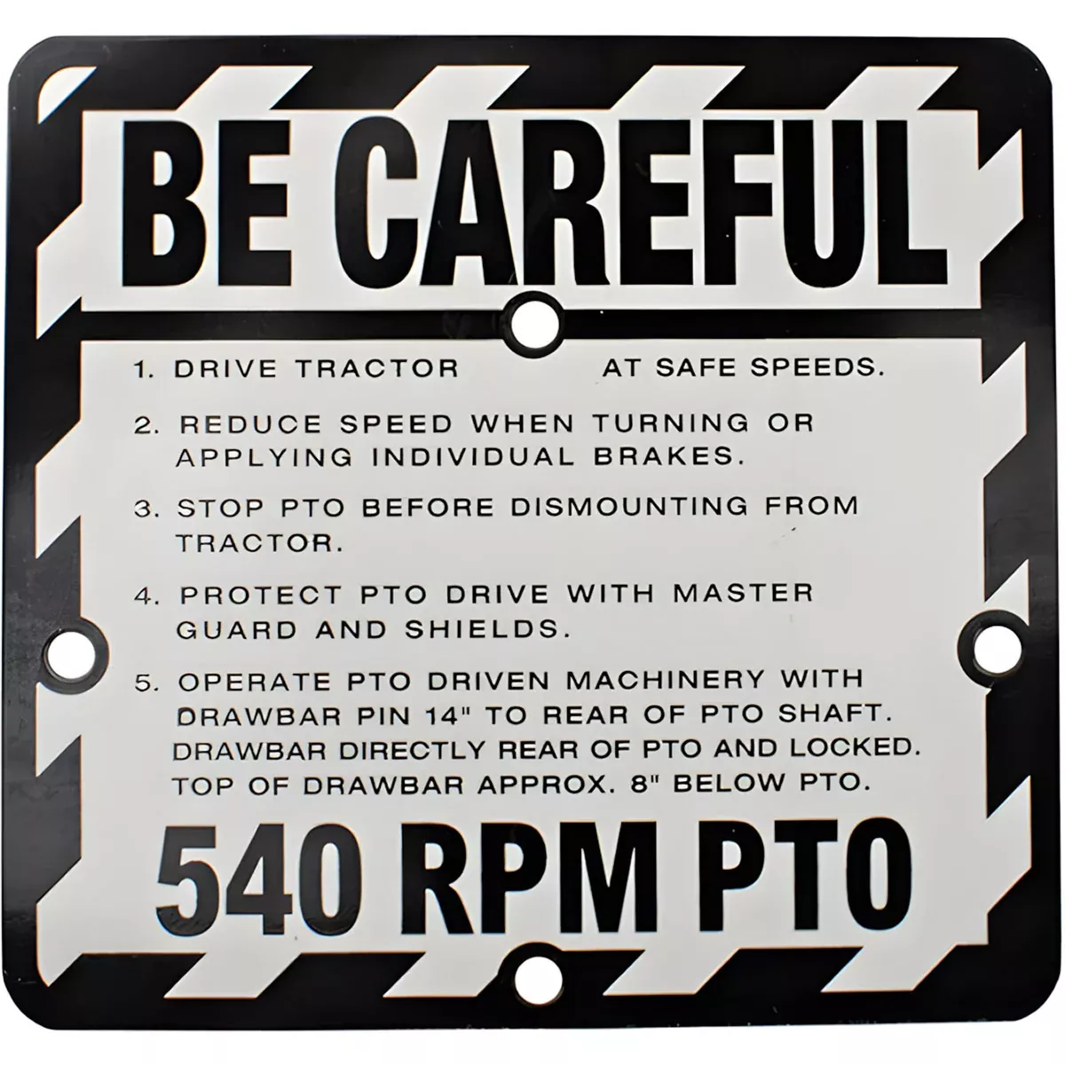 "BE CAREFUL" Plate for John Deere 530, 630, 730, 830 (2-Cyl)